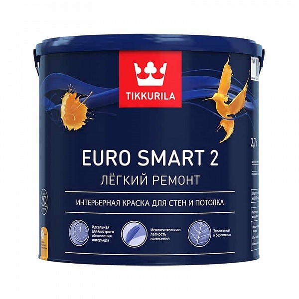 Краска интерьерная Tikkurila Euro Smart 2 VVA глубоко/мат. 2,7 л