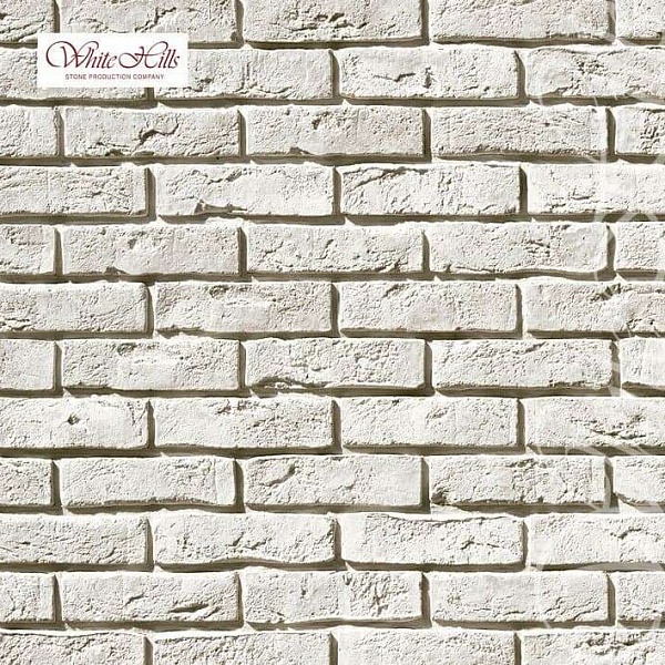 300-00 White Hills Облицовочный кирпич «Лондон брик» (London brick), белый, плоскостной.